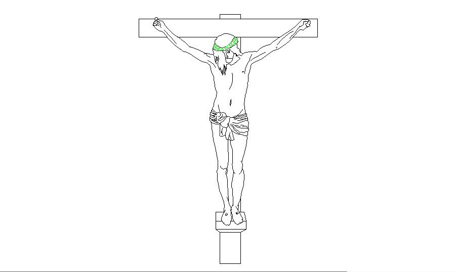 Holly cross with Jesus block cad drawing details dwg file