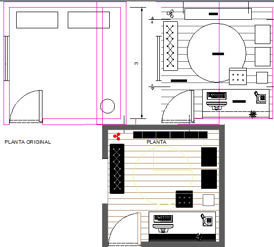 Home office top view layout plan of furniture