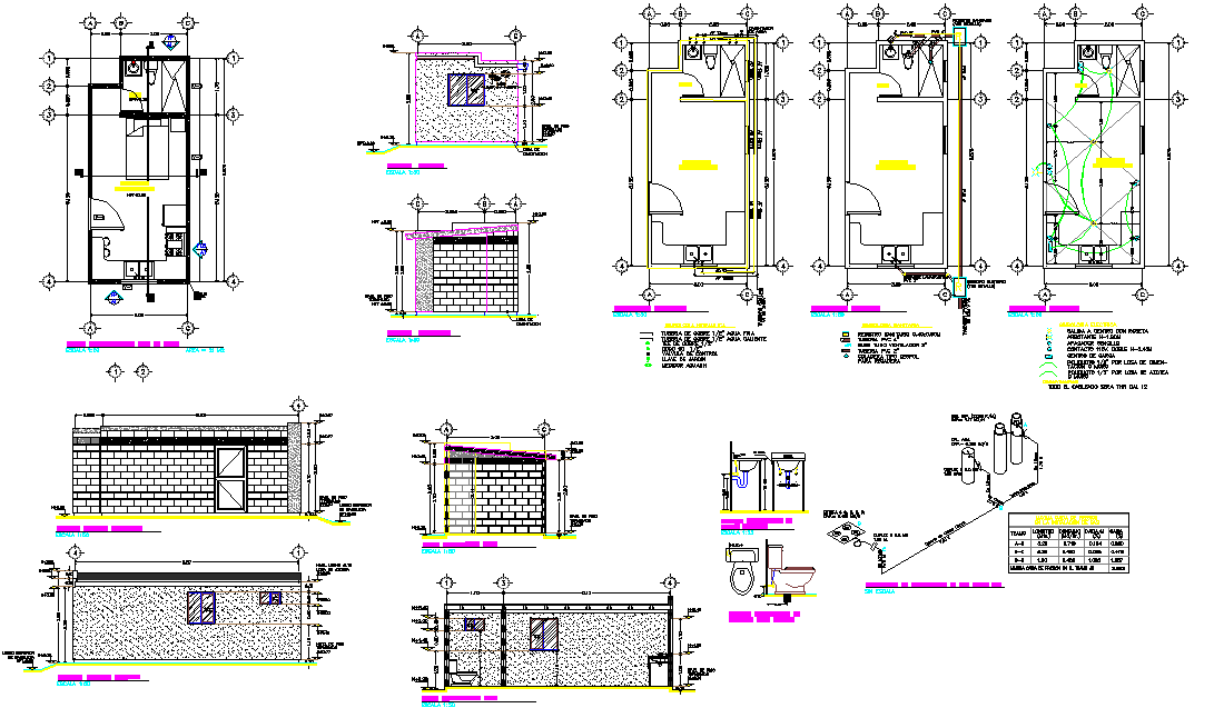 Home plan and section detail autocad file