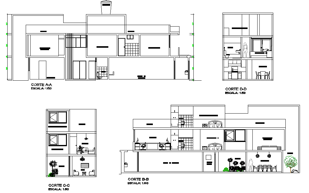Home unifamily plants section plan detail dwg file