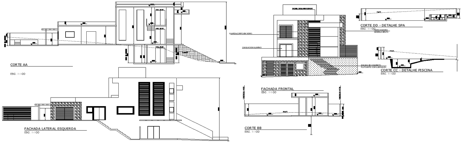 Detailed Home Elevation and Section Plan in DWG Format
