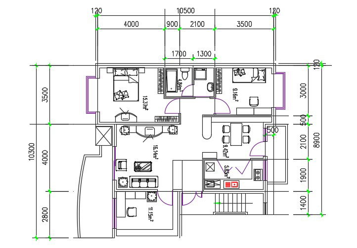 Get 2 BHK Home Design with Furniture Layout DWG FIle