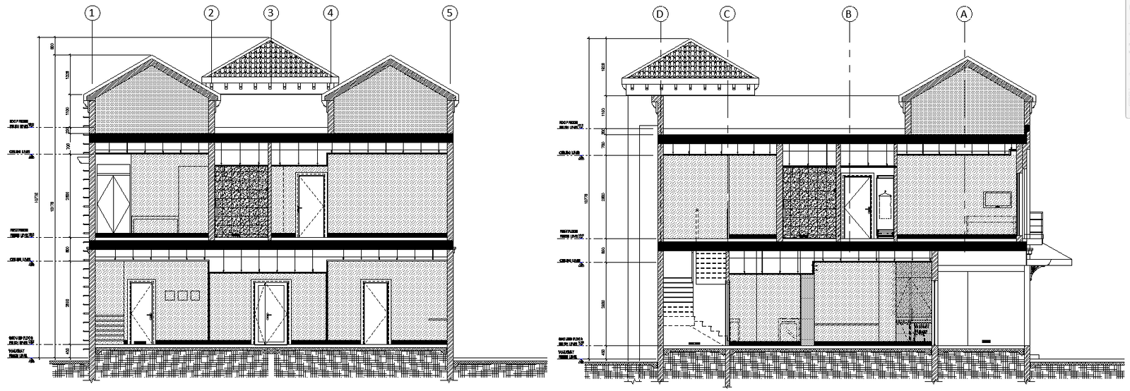 AutoCAD section view of house design in DWG format