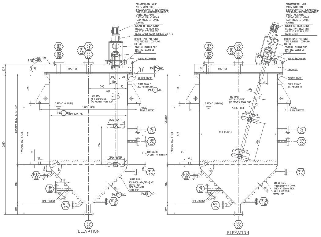 Hopper Tank Elevation Layout Design AutoCAD DWG