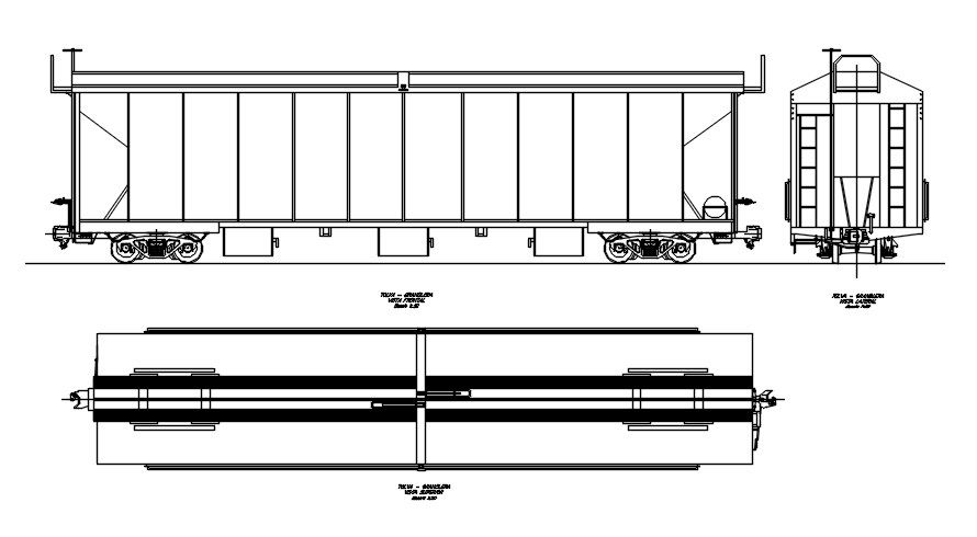 Hopper granolera vehicle detail is given in this Autocad drawing file.