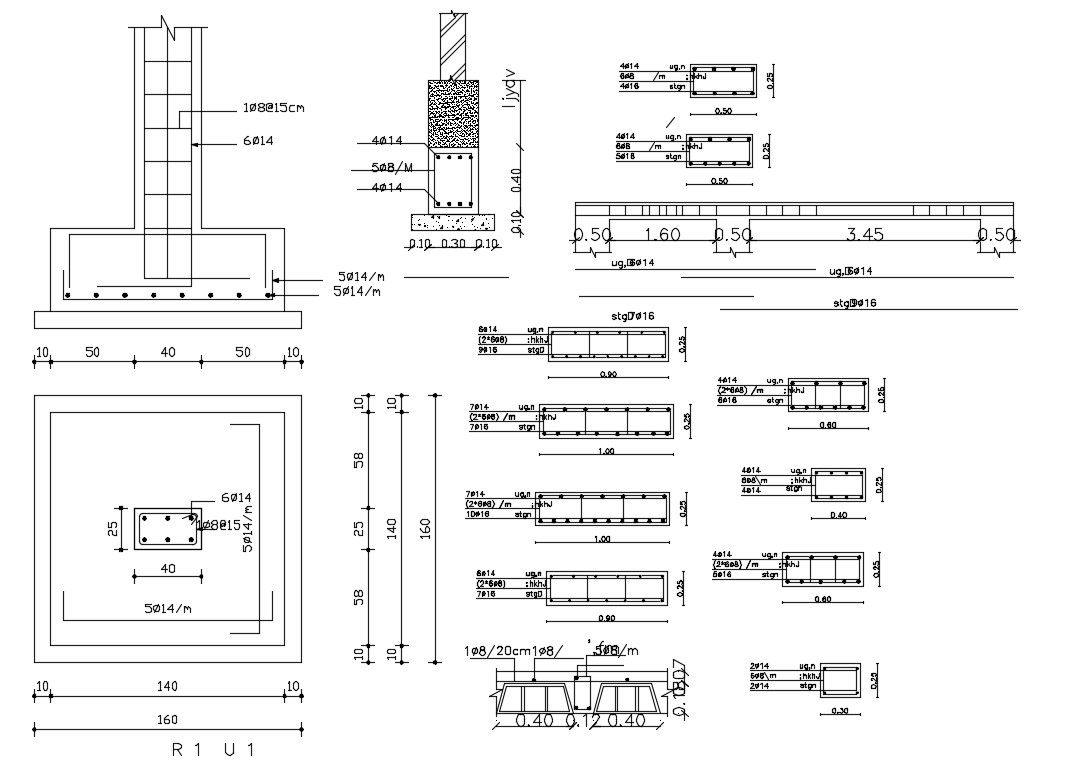 Horizontal Foundation Plan Free DWG File