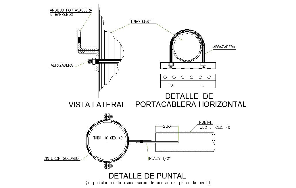 Horizontal cable-holder autocad file