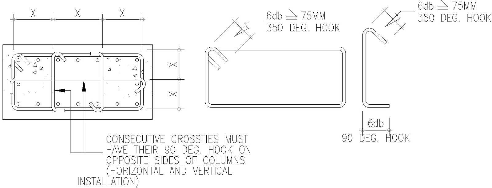 Horizontal and vertical installation details autocad file, cad drawing ,dwg format