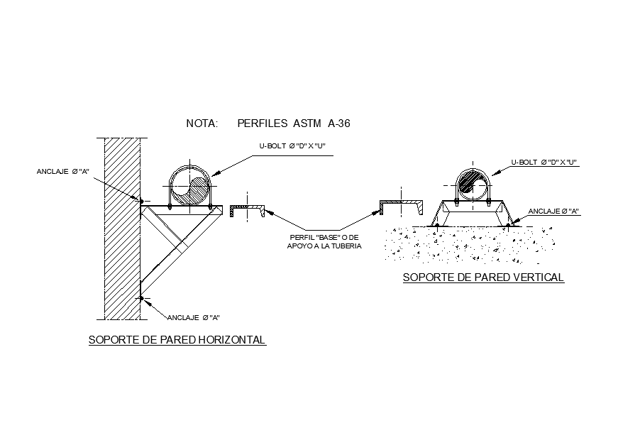 Horizontal wall bracket is given in this Autocad file. Download now.