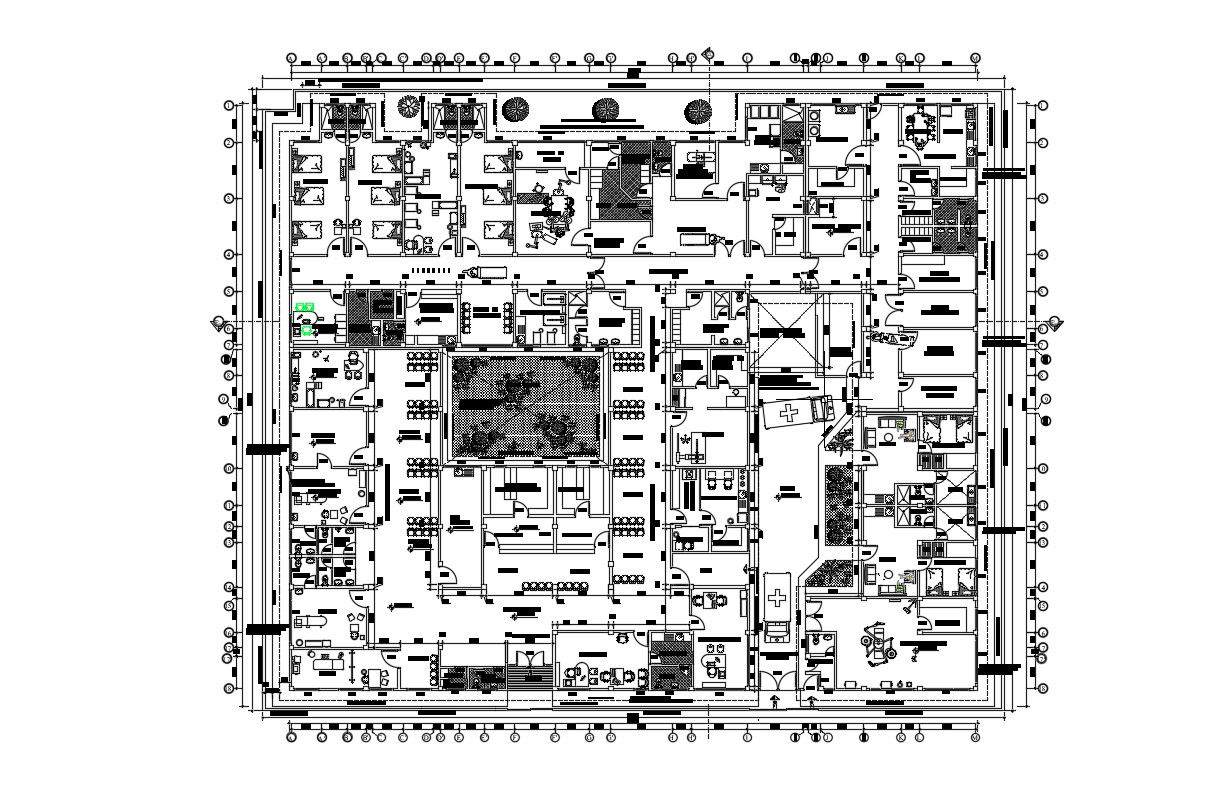 Hospital Building Elevation In DWG File