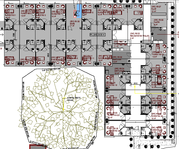 Hospital Extension Facilities Elevation dwg file.