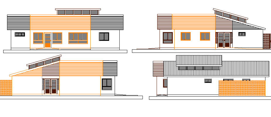 Hospital Nursery Front and Back Elevations View dwg file