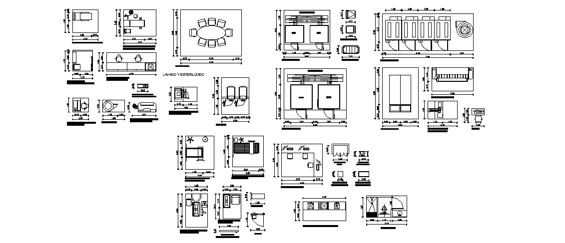 Hospital blocks furniture layout cad drawing details dwg file