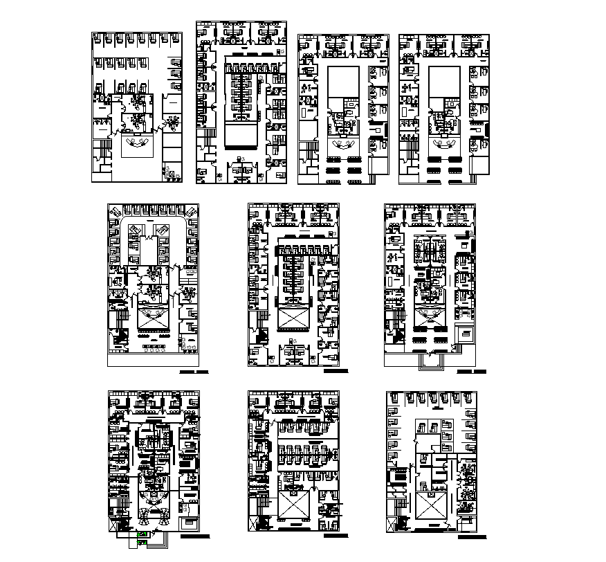 Hospital building detail plan 2d view layout file