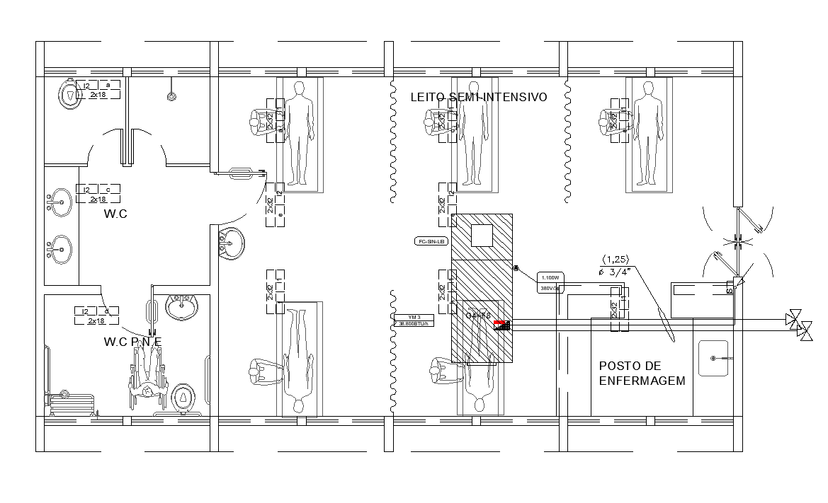 Hospital building operation room detail plan 2d view layout autocad file
