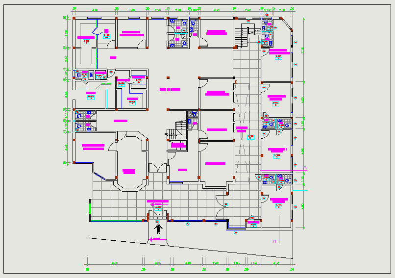 Hospital clinic plan view dwg file