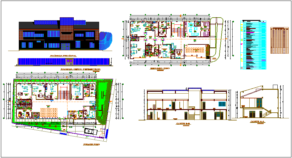 Hospital design view with plan,elevation and sectional view dwg file