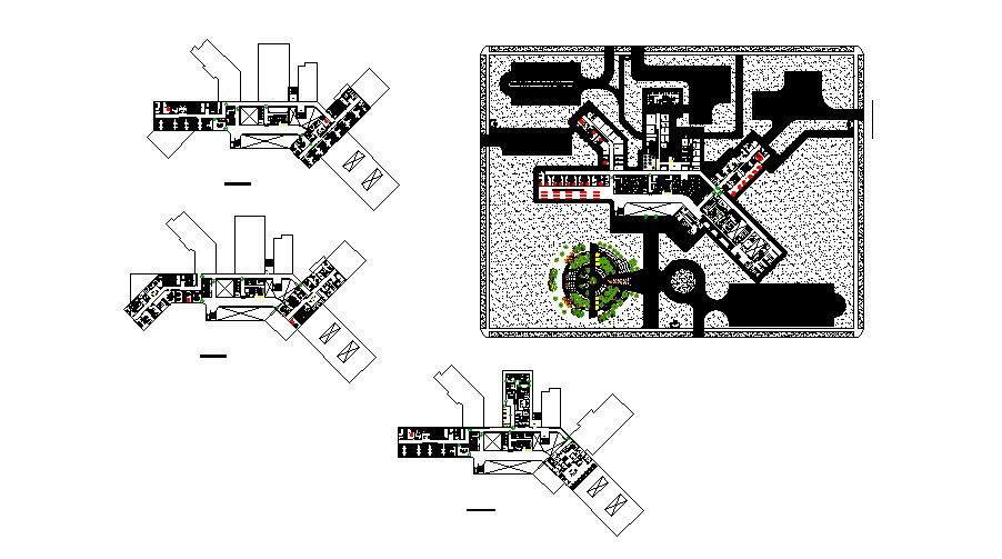 Hospital floor plan and distribution plan cad drawing details dwg file