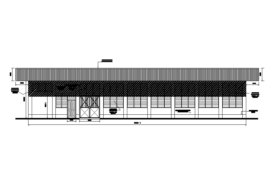 Hospital front elevation detail drawing specified in this AutoCAD file. Download this 2d autocad drawing file.