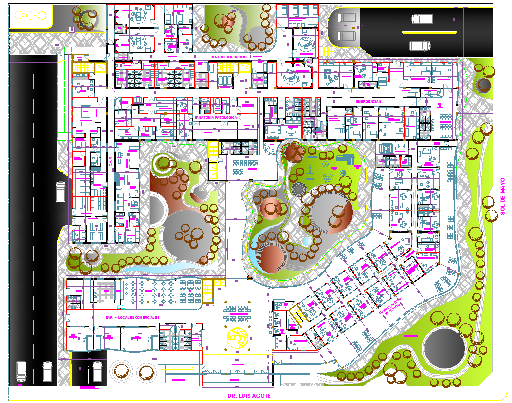 Hospital layout plan detail view dwg file