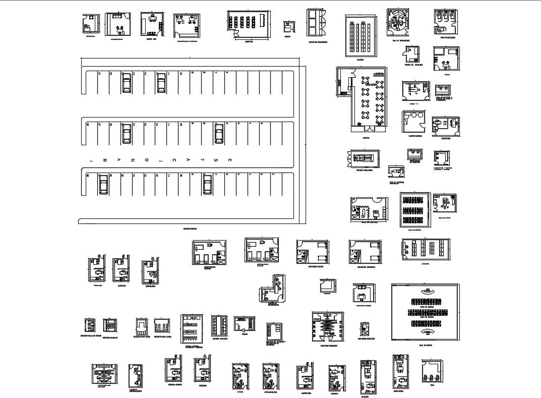 Hospital matrices, departments, patient rooms plan and auto-cad details dwg file