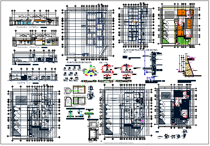 Hospital structure plan & member section plan detail view dwg file