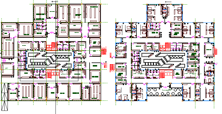 Hospital with 260 bed floor plan details dwg file