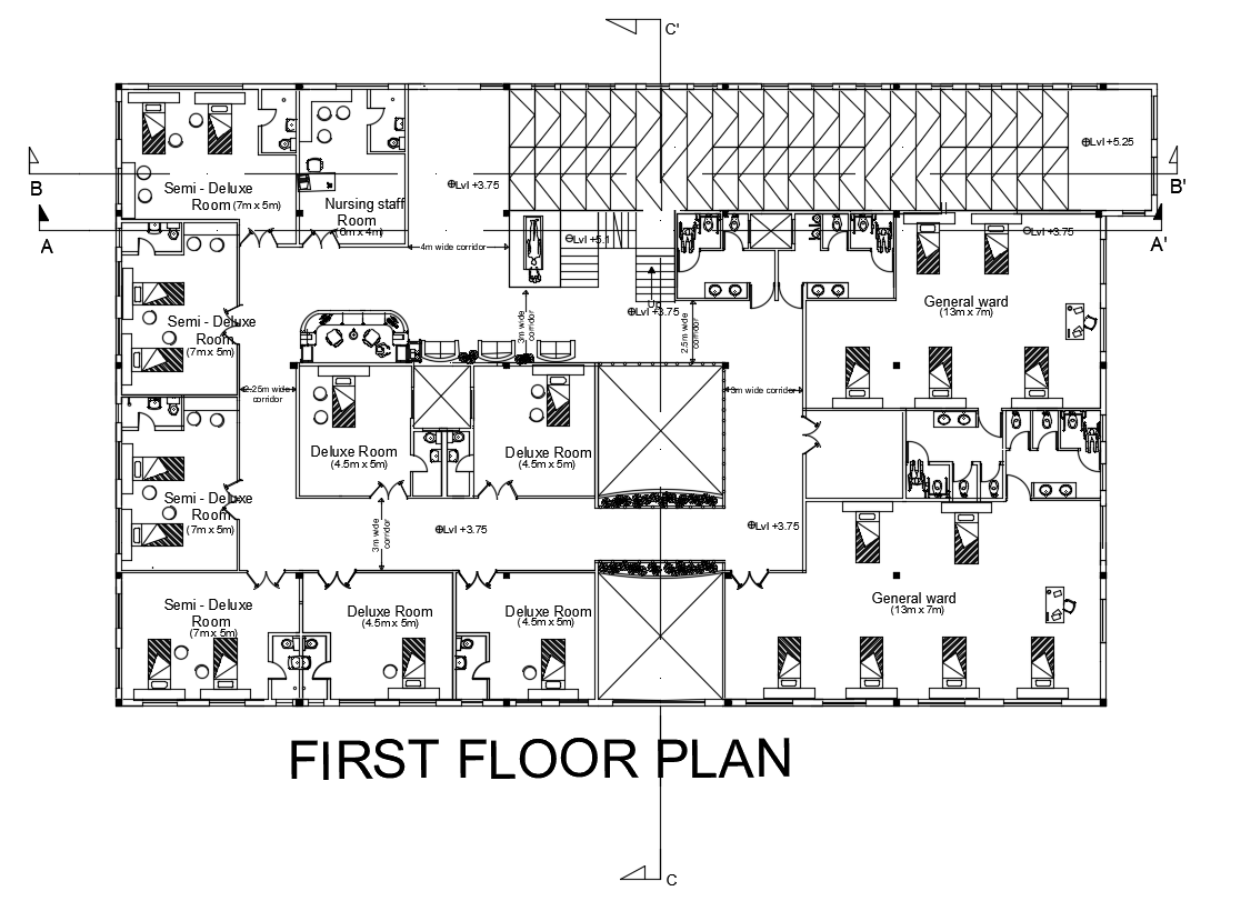 Hospital Admit Floor Plan AutoCAD Drawing Download DWG File