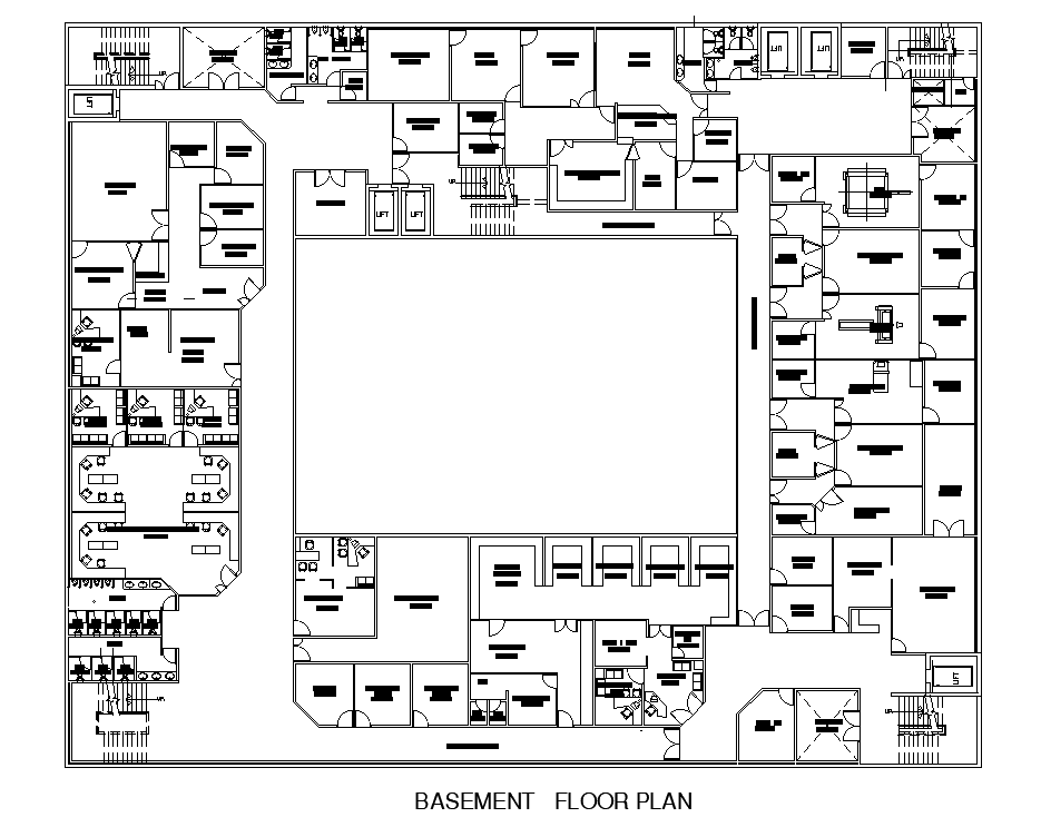 Hospital Basement Floor Plan Drawing Download DWG File