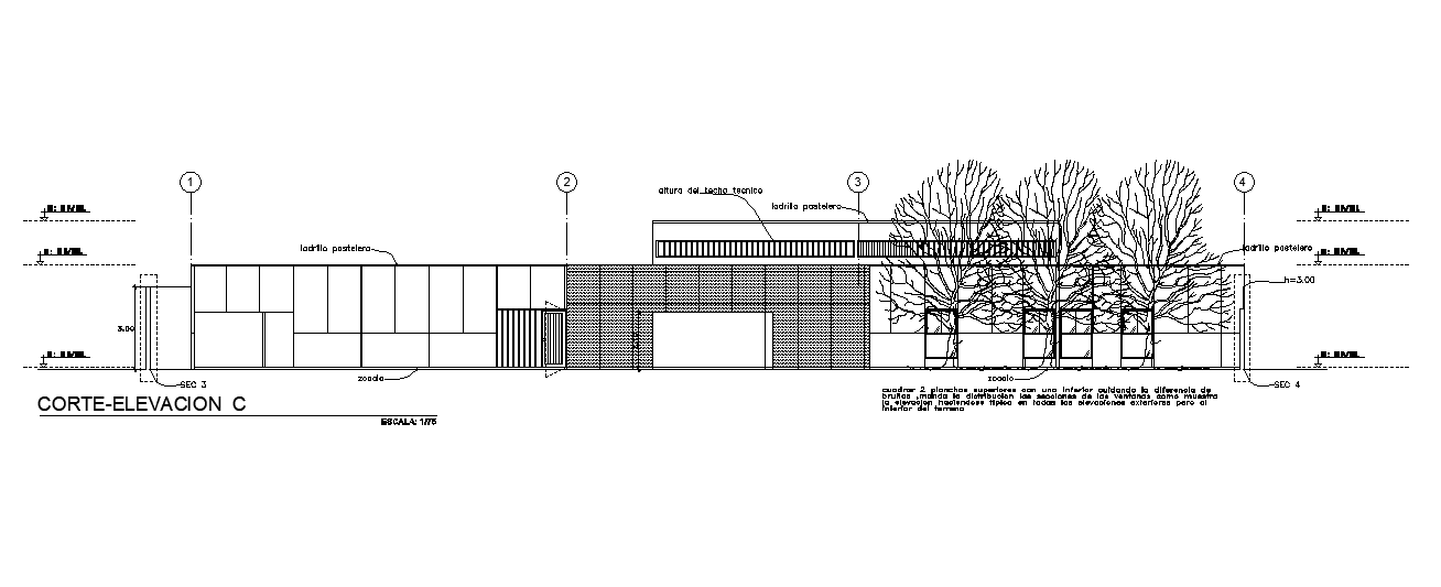 Hospital Building 2D Building Section Drawing Download DWG File