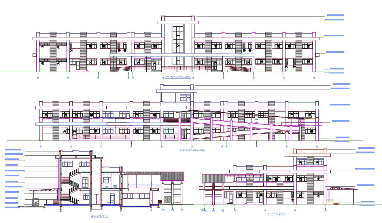 Hospital Building Elevation Design AutoCAD Drawing Download DWG File