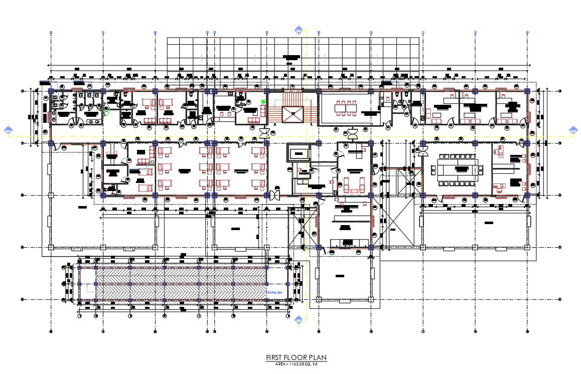 Hospital Building First Floor Plan AutoCAD Drawing Download DWG File