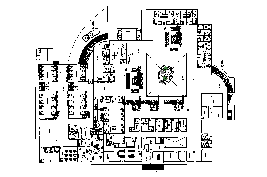Hospital Building Ground Floor Plan AutoCAD Drawing Download DWG File