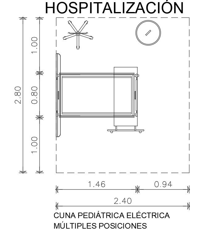 Hospital Deluxe ward floor plan design specified in this AutoCAD file | Download 2d autocad drawing file.