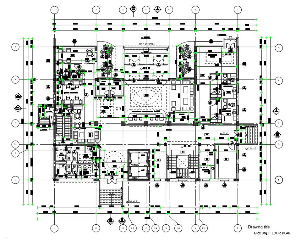 Hospital Ground Floor Layout Plan With Furniture Drawing DWG File