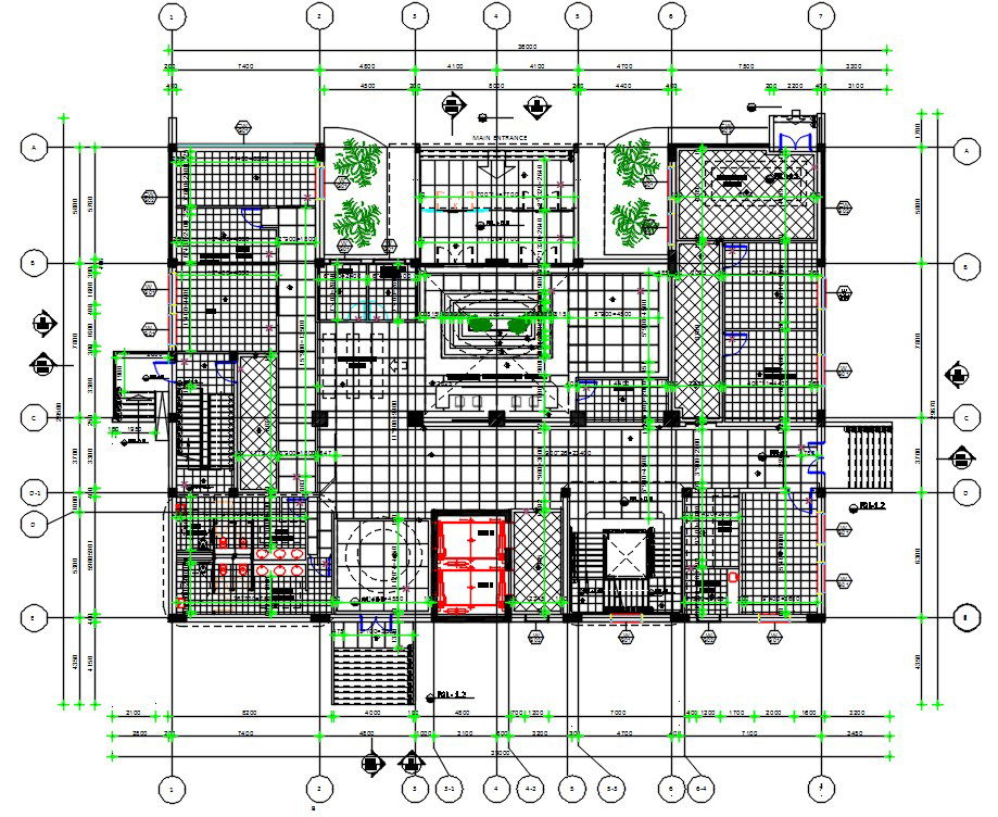 Hospital Layout Plan With Center Line AutoCAD Drawing DWG File