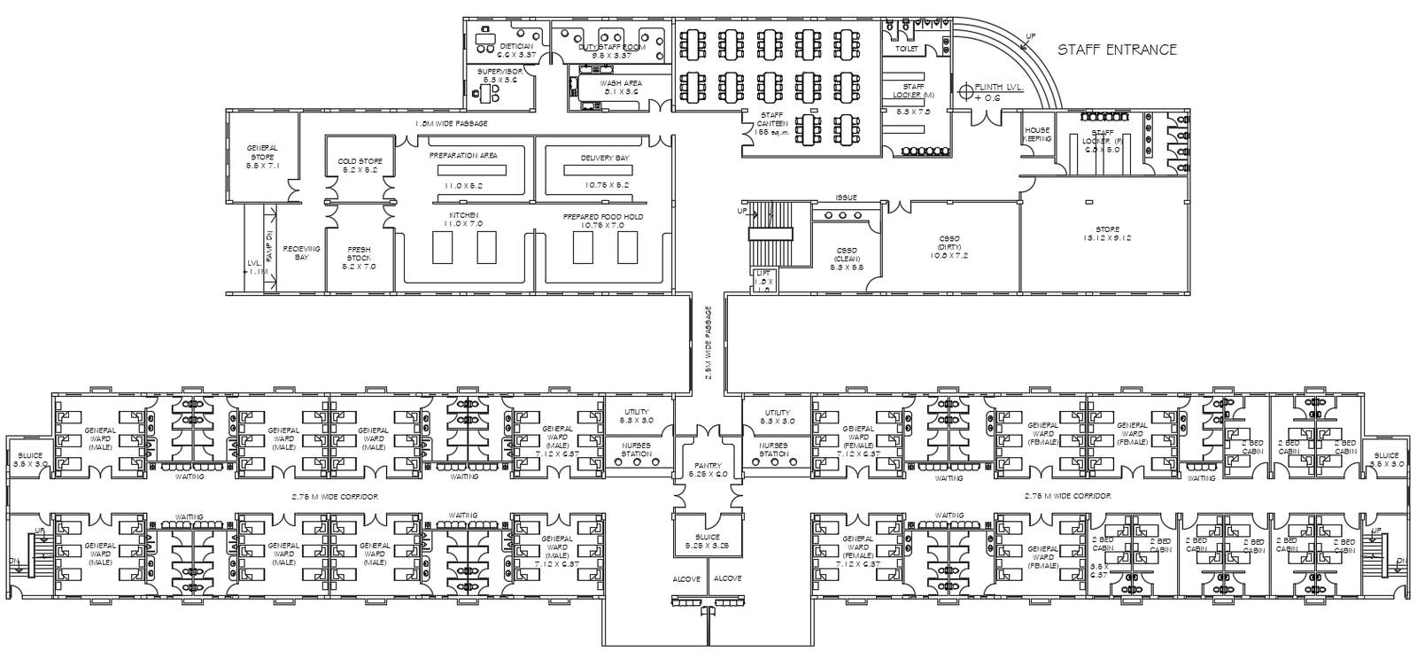 Hospital Plan With Furniture Layout CAD Drawing Download DWG File