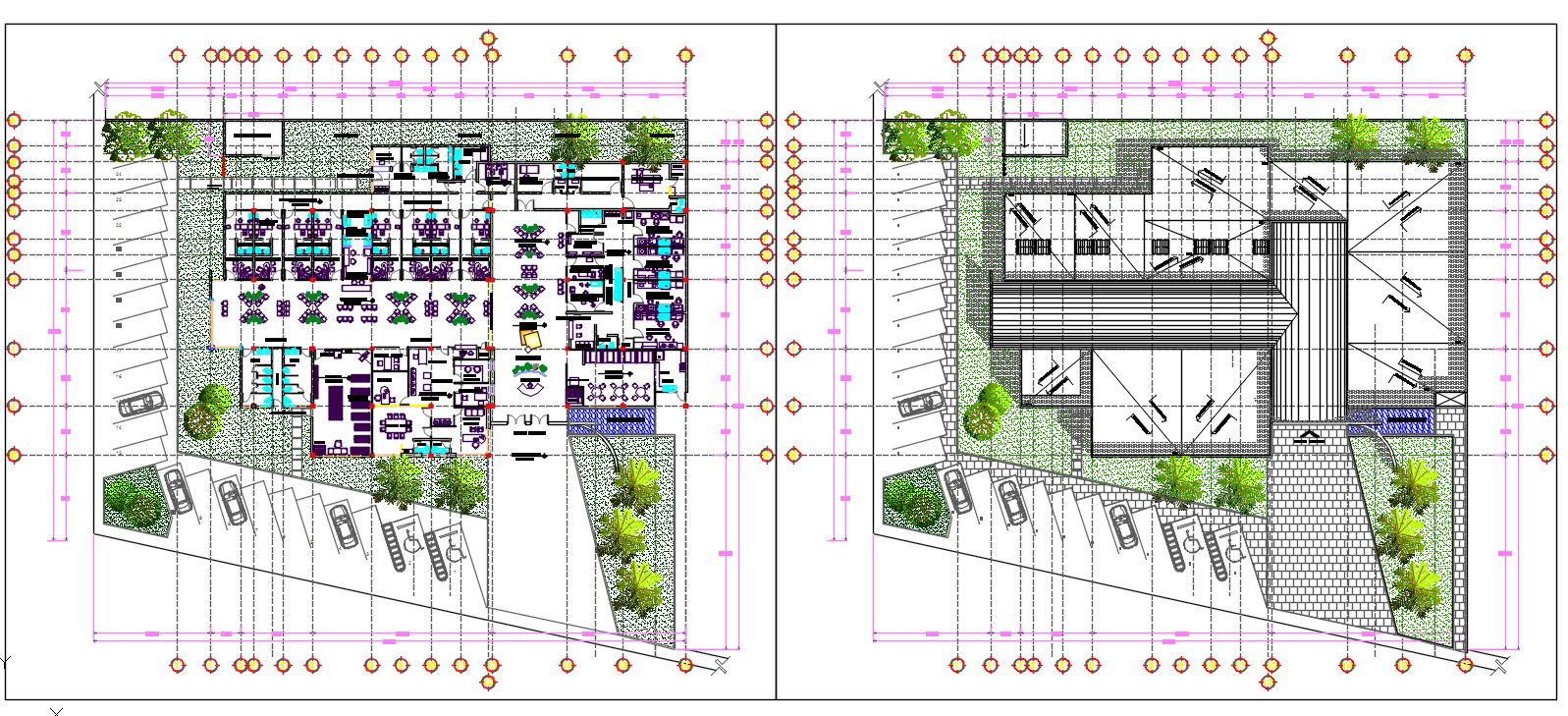 Hospital Project Ground floor And Roof Plan AutoCAD File