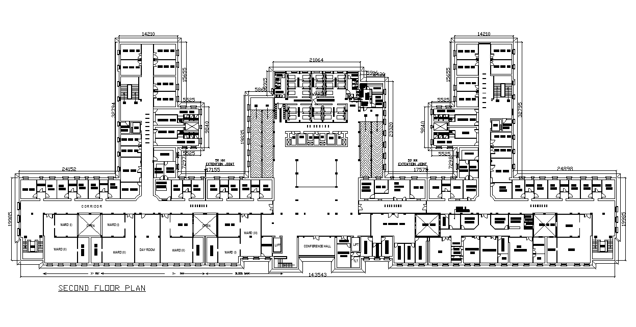 Hospital Second Floor Plan Drawing Download DWG File