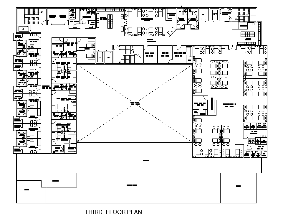 Hospital Third Floor Plan With Admit Ward Drawing Download DWG File