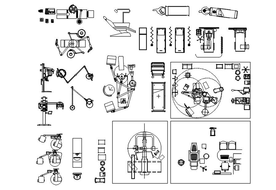 Hospital equipment design CAD blocks in AutoCAD 2D drawing, CAD file, dwg file