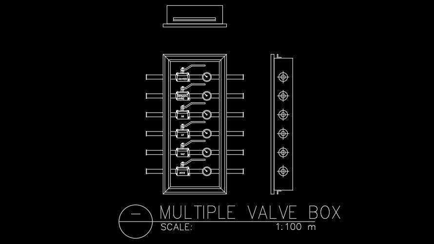 Hospital multiple valve box AutoCAD drawing