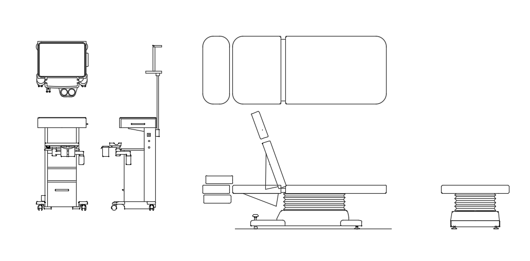 Hospital patient’s room equipment 2d plan is given in this model