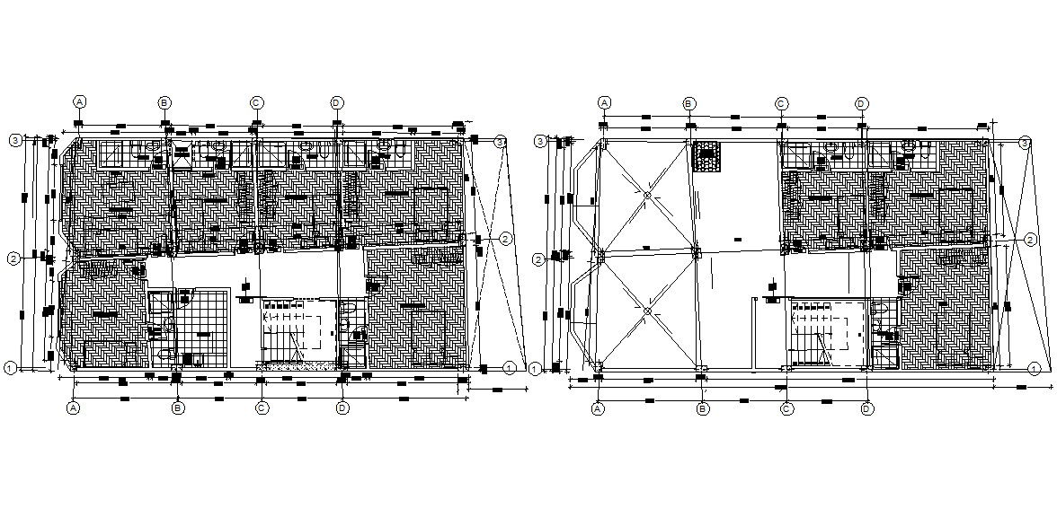 Hostel Building Roof Plan Design AutoCAD drawing