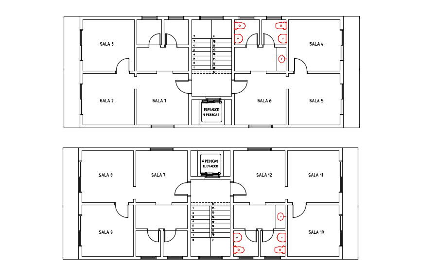Hostel Building Room Floor Layout Plan Download CAD File