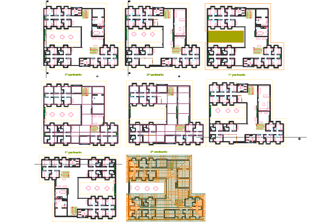 Hostel architecture building layout plan