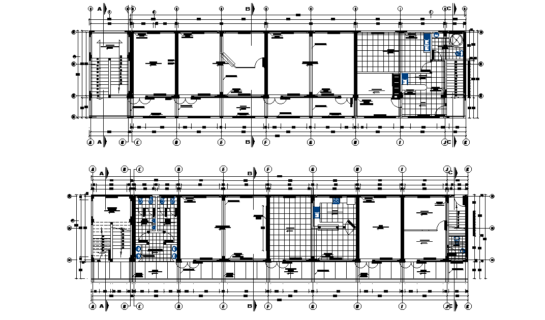 Hostel floor plan drawing presented in this AutoCAD file. Download the AutoCAD file.