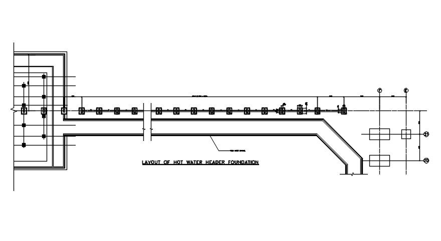 Hot Water Header Foundation Layout Plan Free Download DWG File