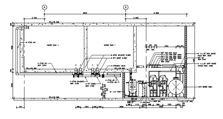 Hot Water Tank Boiler Plant AutoCAD Drawing DWG File