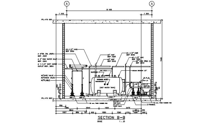 Hot Water Tank In Industrial Plant CAD Drawing DWG File